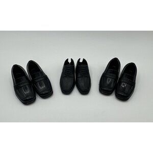 Barbie Ken Doll Black Dress Shoes Lot Of 3 Genuine Barbie Authentic Boy